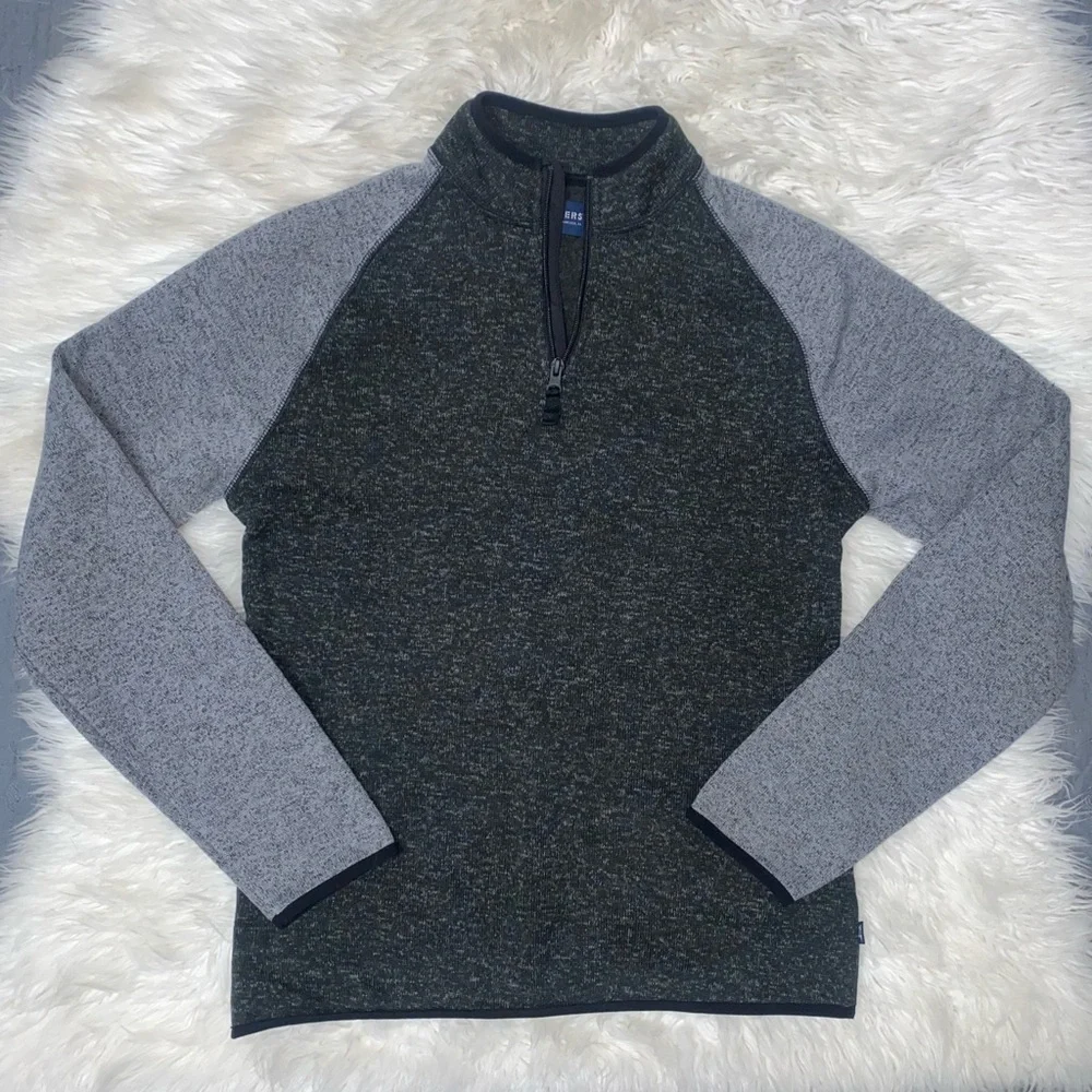 NWOT* Dockers | 1/4 Zip Fleece Lined Pullover Sweater Black Gray Men's